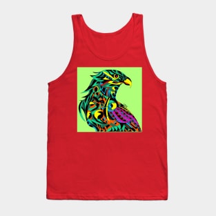 emerald green mecha peregrine falcon halcon ecopop in mexican techno organic tribal totonac patterns Tank Top